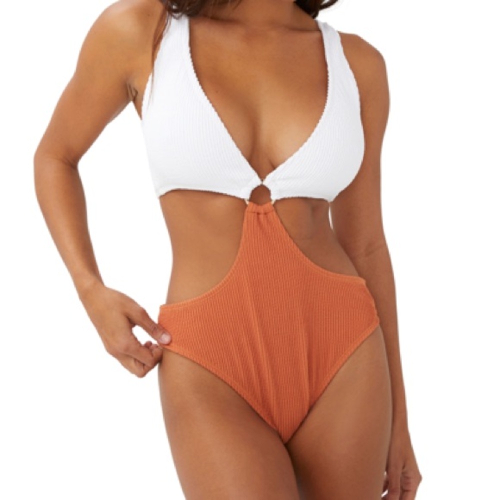 New | Two-Tone Swimsuit with Ring Detail